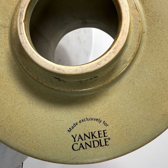 Yankee Candle Ceramic Votive Holder With Stand  Avocado Green Floral Design - Picture 6 of 8